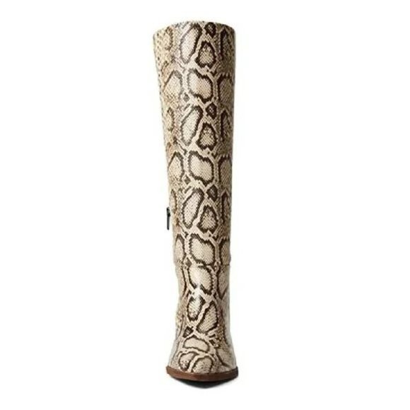 🆕 VINCE CAMUTO Beaanna Knee High Snake Print Boot Natural 8 - Picture 3 of 13